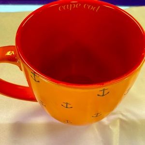Cape cod 24 Oz orange and blue anchor mug